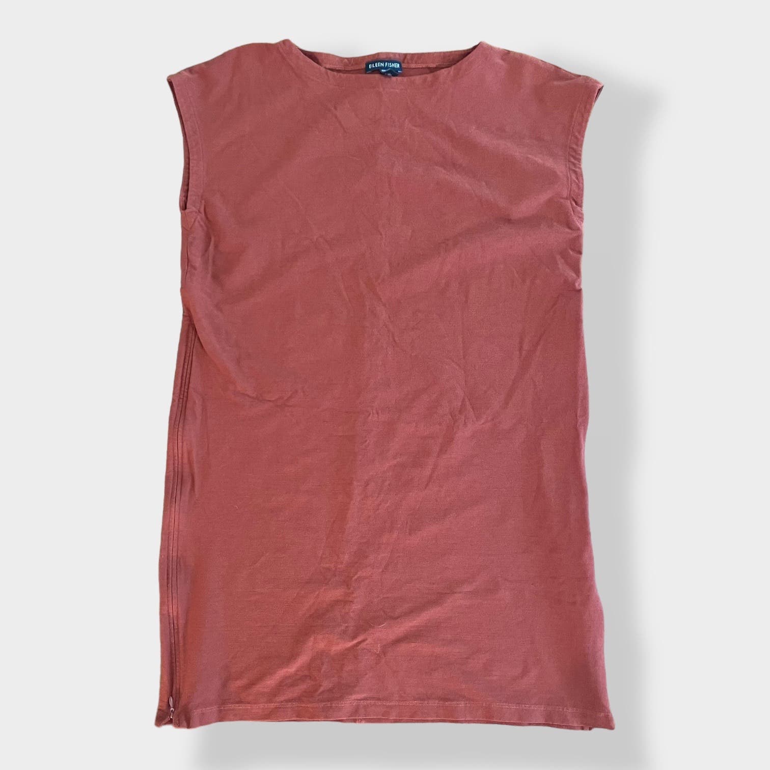 Eileen Fisher Shift Dress With Zip Slits At Hem Size Xs